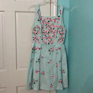 French Connection baby blue sundress pink flowers
